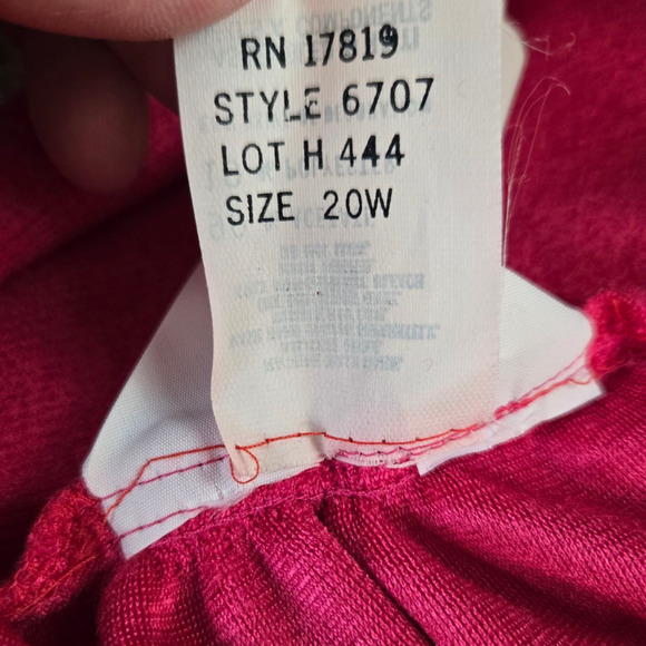 80s Vintage Bright Pink Button Down Long Robe Loungewear Sleepwear Size 20W - Picture 12 of 14